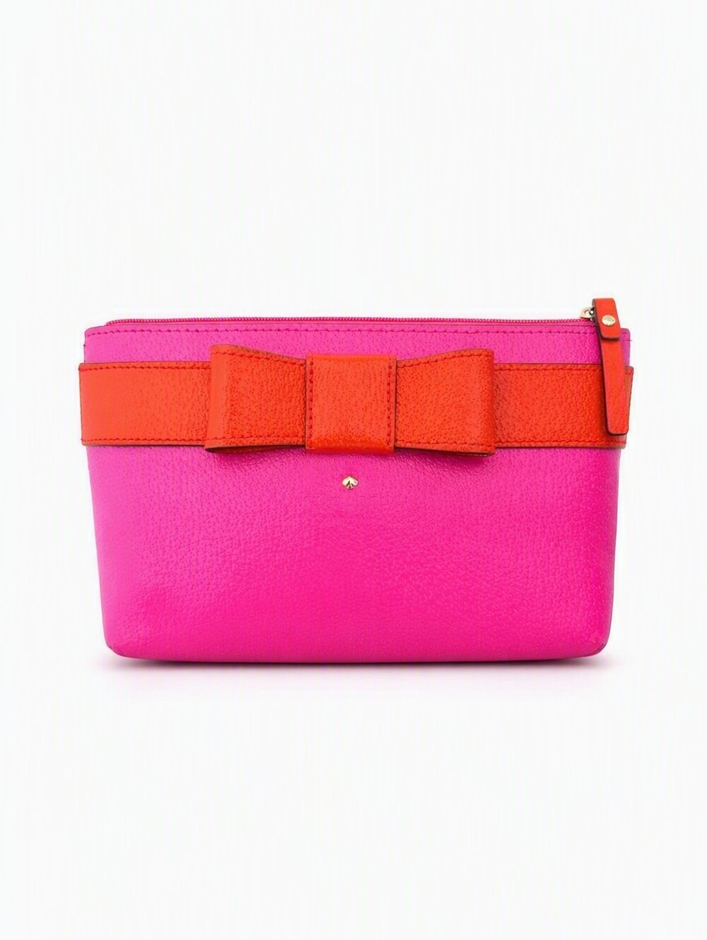 Kate Spade Kirk Park Bee Cosmetic Bag Women Pink Red Bow Colorblock Pouch
